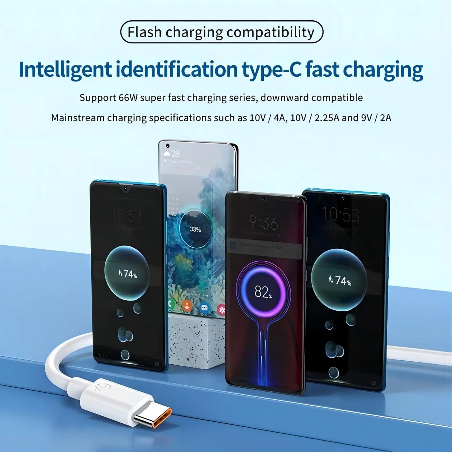 1M/3FT USB A to Type C Fast Charging Cable for Phone Tablet PC - 3